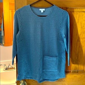 ❤️ J Jill sz small blue brown 3/4 sleeve loose top